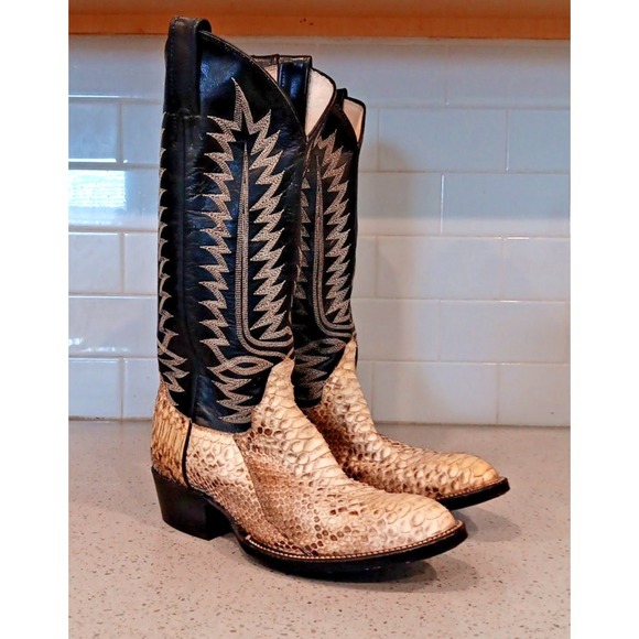 VTG Cowtown Western Snakeskin Boots Men's Size 5 D